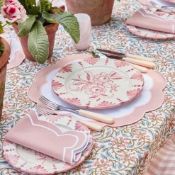 Pink Applique Placemats & Napkins (Set Of 4)|Mrs. Alice Best