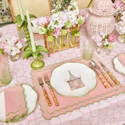 Pink Bamboo Trellis Tablecloth|Mrs. Alice