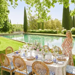 Pink Bamboo, Water Hyacinth & Pink Fringe Linen Set|Mrs. Alice