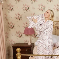 Pink Bouquet Dressing Gown|Mrs. Alice Discount