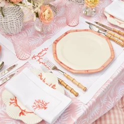 Pink Geometric Bamboo Dinner Plate (Set Of 4)|Mrs. Alice Online