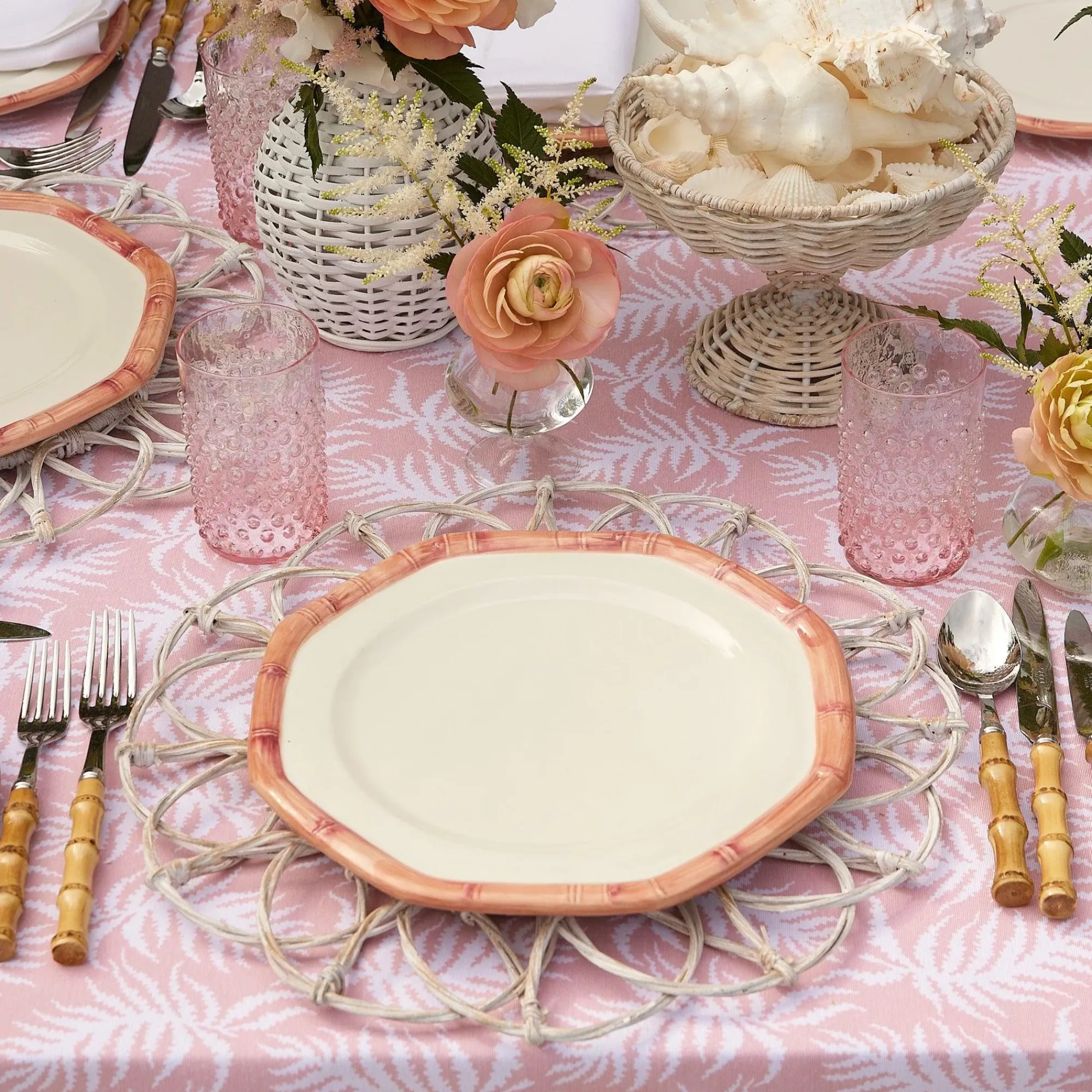 Pink Geometric Bamboo Dinner Plate|Mrs. Alice Sale