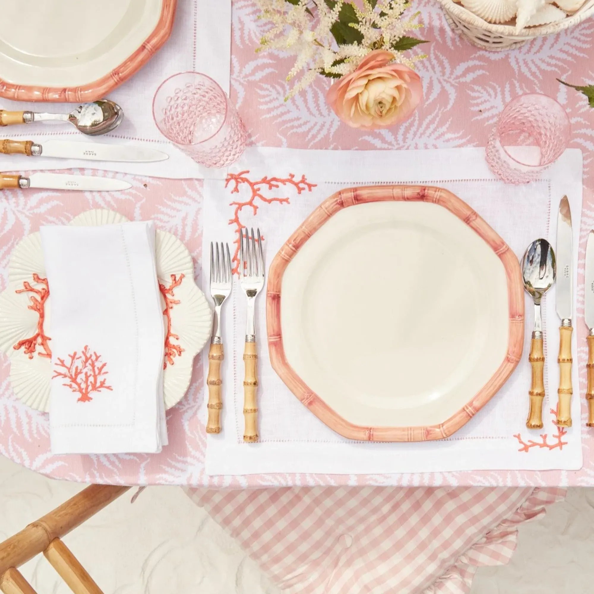 Pink Geometric Bamboo Dinner Plate|Mrs. Alice Sale