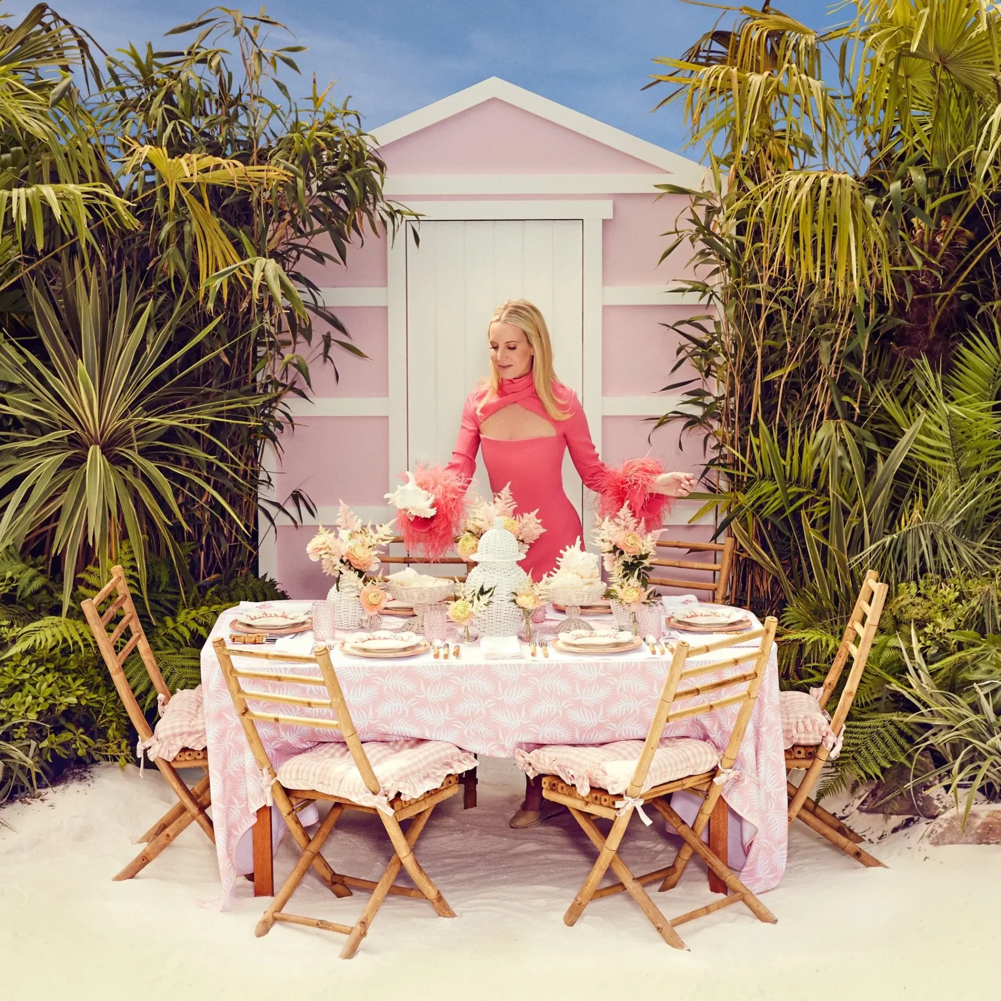 Pink Geometric Bamboo Dinner Plate|Mrs. Alice Sale