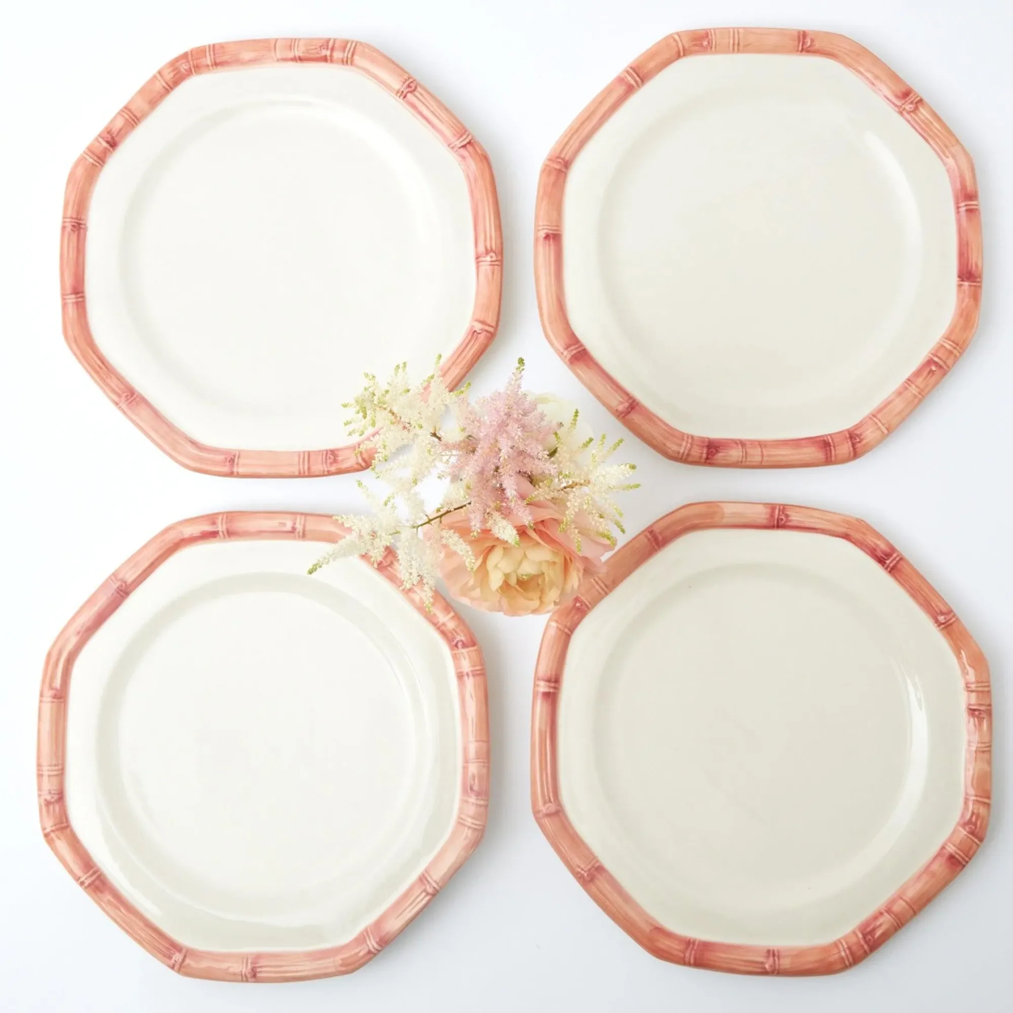 Pink Geometric Bamboo Dinner Plate (Set Of 4)|Mrs. Alice Outlet