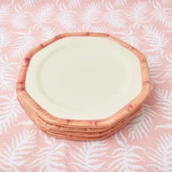 Pink Geometric Bamboo Dinner Plate (Set Of 4)|Mrs. Alice Outlet