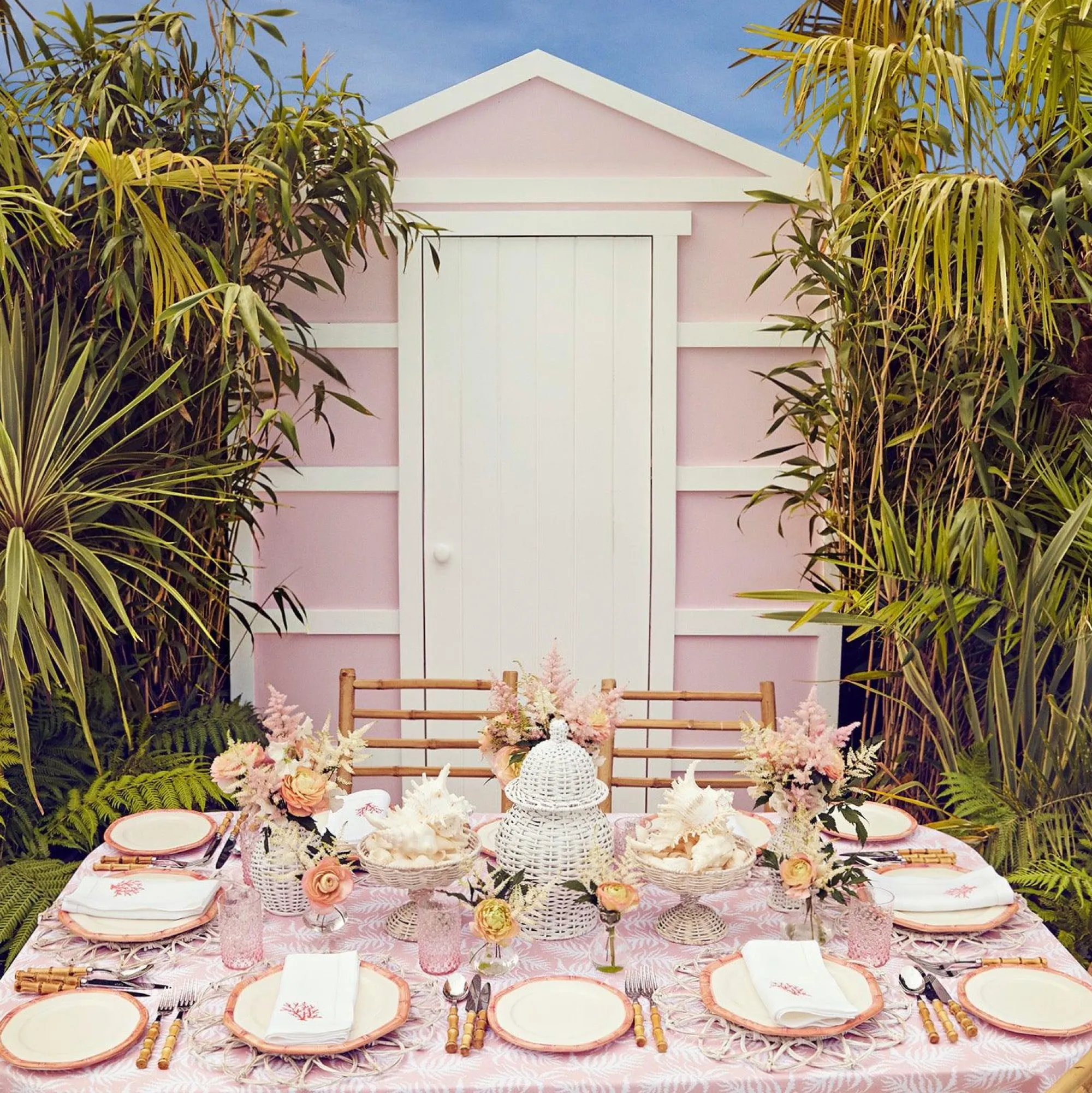 Pink Geometric Bamboo Dinner Plate (Set Of 4)|Mrs. Alice Outlet