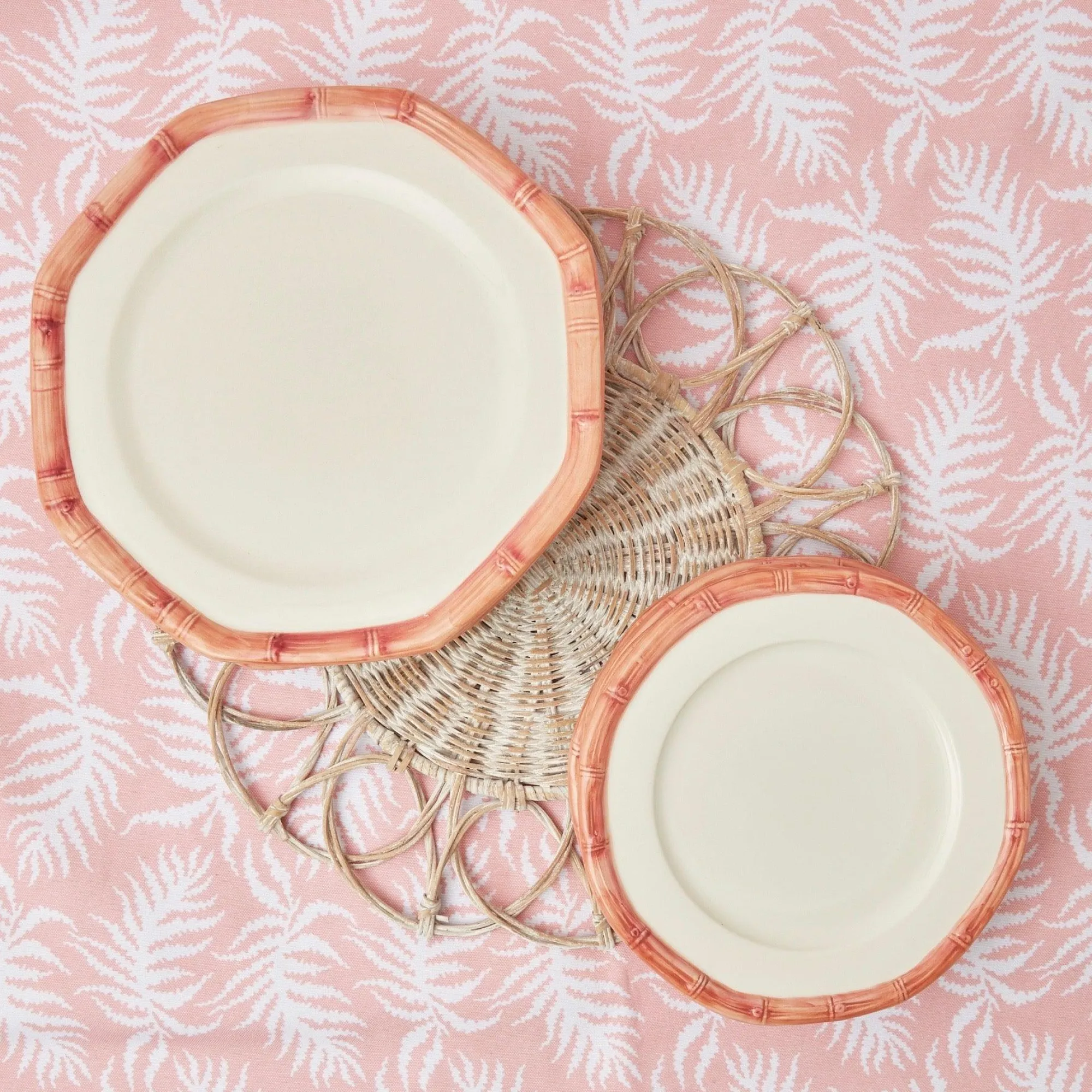 Pink Geometric Bamboo Dinner Plate (Set Of 4)|Mrs. Alice Outlet