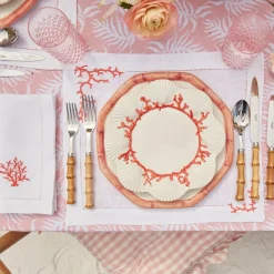 Pink Geometric Bamboo Dinner Plate (Set Of 4)|Mrs. Alice Outlet