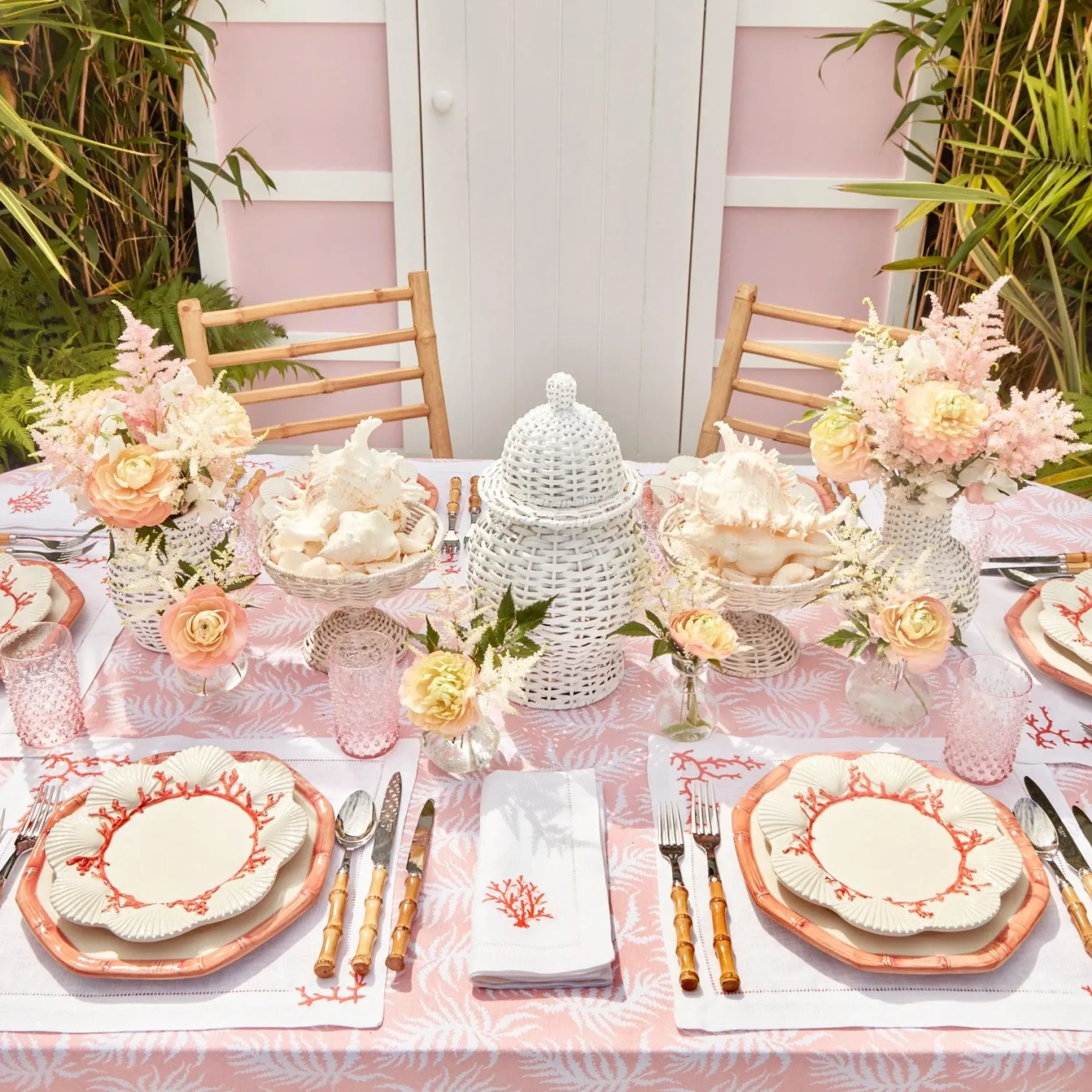 Pink Geometric Bamboo Dinner Plate (Set Of 4)|Mrs. Alice Outlet
