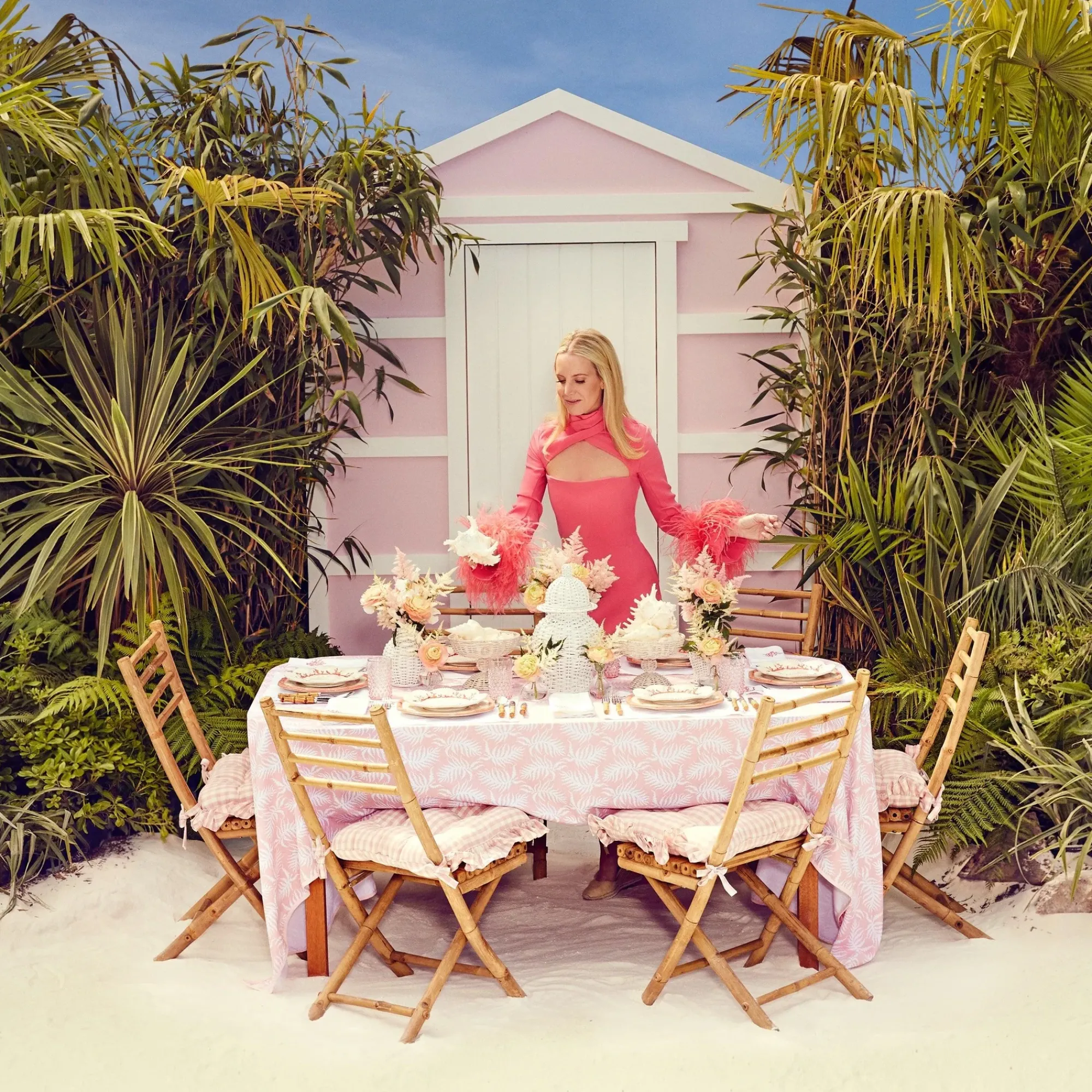 Pink Geometric Bamboo Dinner Plate (Set Of 4)|Mrs. Alice Outlet