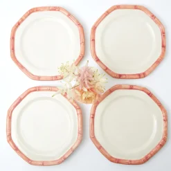 Pink Geometric Bamboo Dinner Plate (Set Of 4)|Mrs. Alice