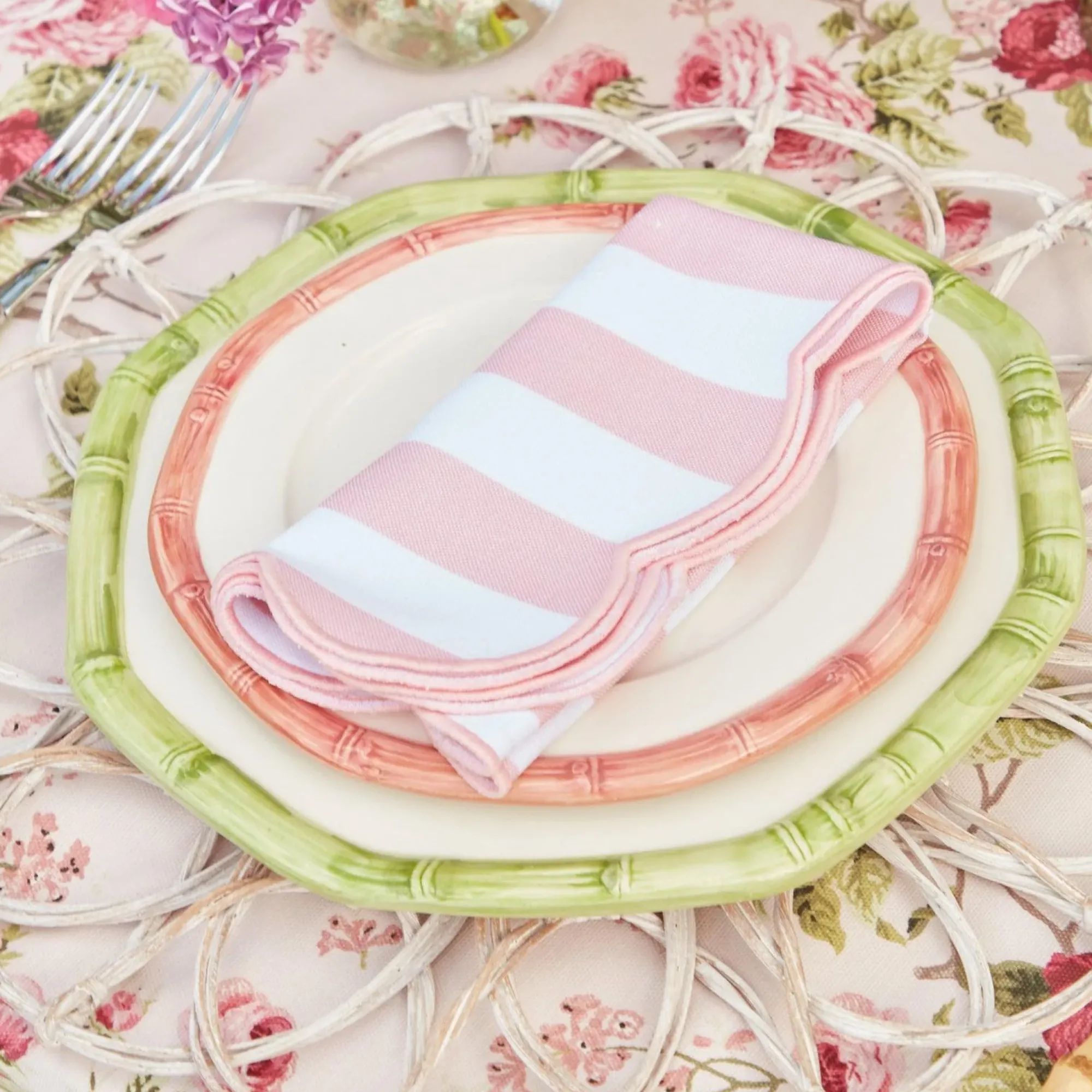 Pink Geometric Bamboo Starter Plate|Mrs. Alice Discount