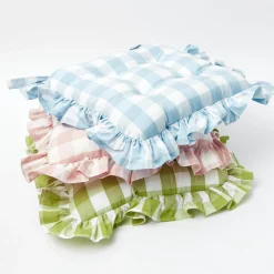 Pink Gingham Ruffle Seat Pad Cushion (Set Of 4)|Mrs. Alice Sale