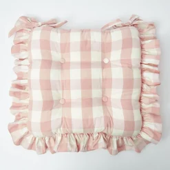 Pink Gingham Ruffle Seat Pad Cushion|Mrs. Alice Outlet