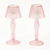 Pink Glass Lantern Tea Light Holder (Pair) - 24Cm|Mrs. Alice Outlet
