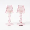 Pink Glass Lantern Tea Light Holder (Pair) - 18Cm|Mrs. Alice Sale