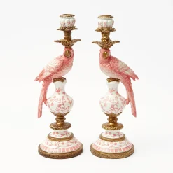 Pink Parrot Candle Holder (Pair)|Mrs. Alice Sale