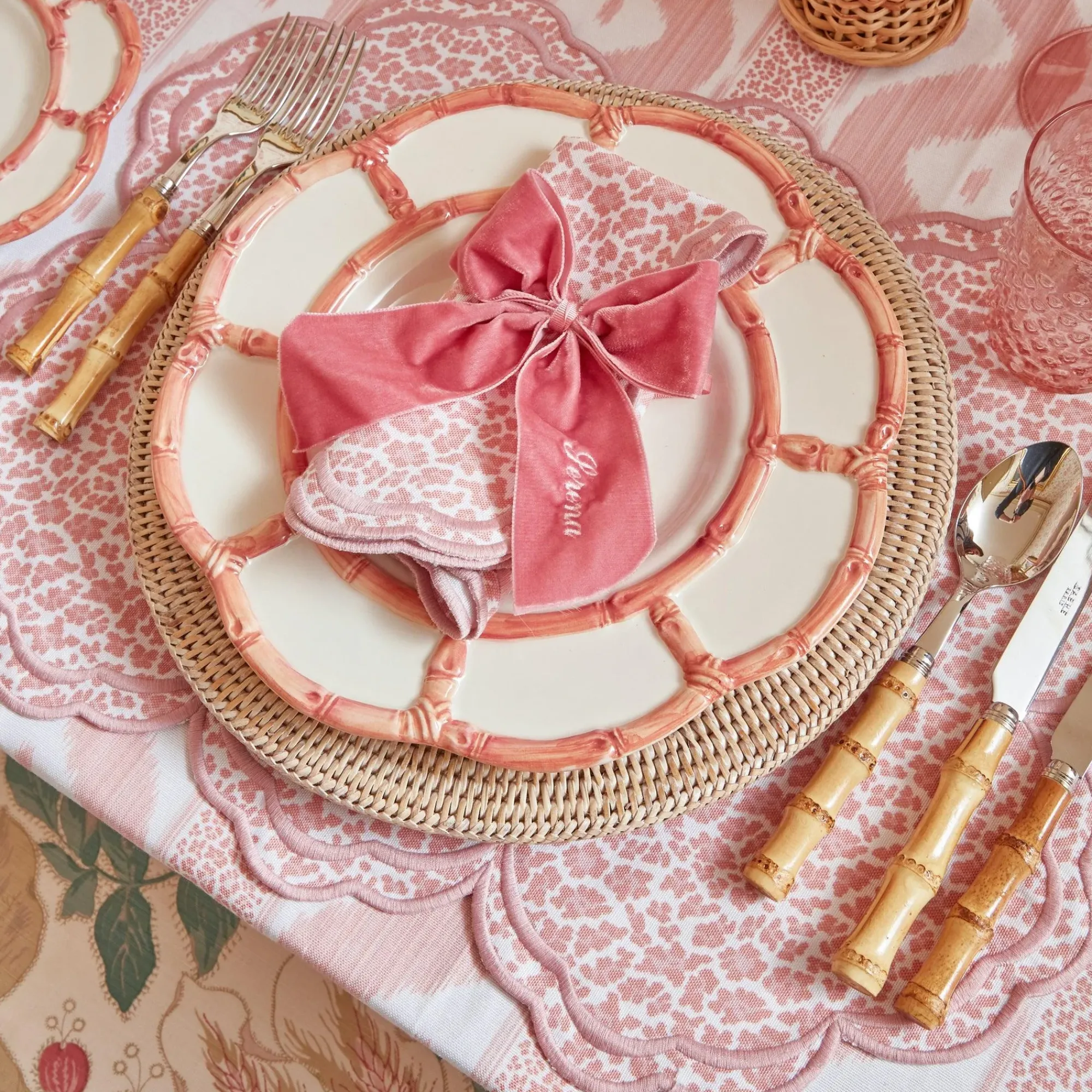 Pink Petal Bamboo Dinner Plates (Set Of 4)|Mrs. Alice Outlet