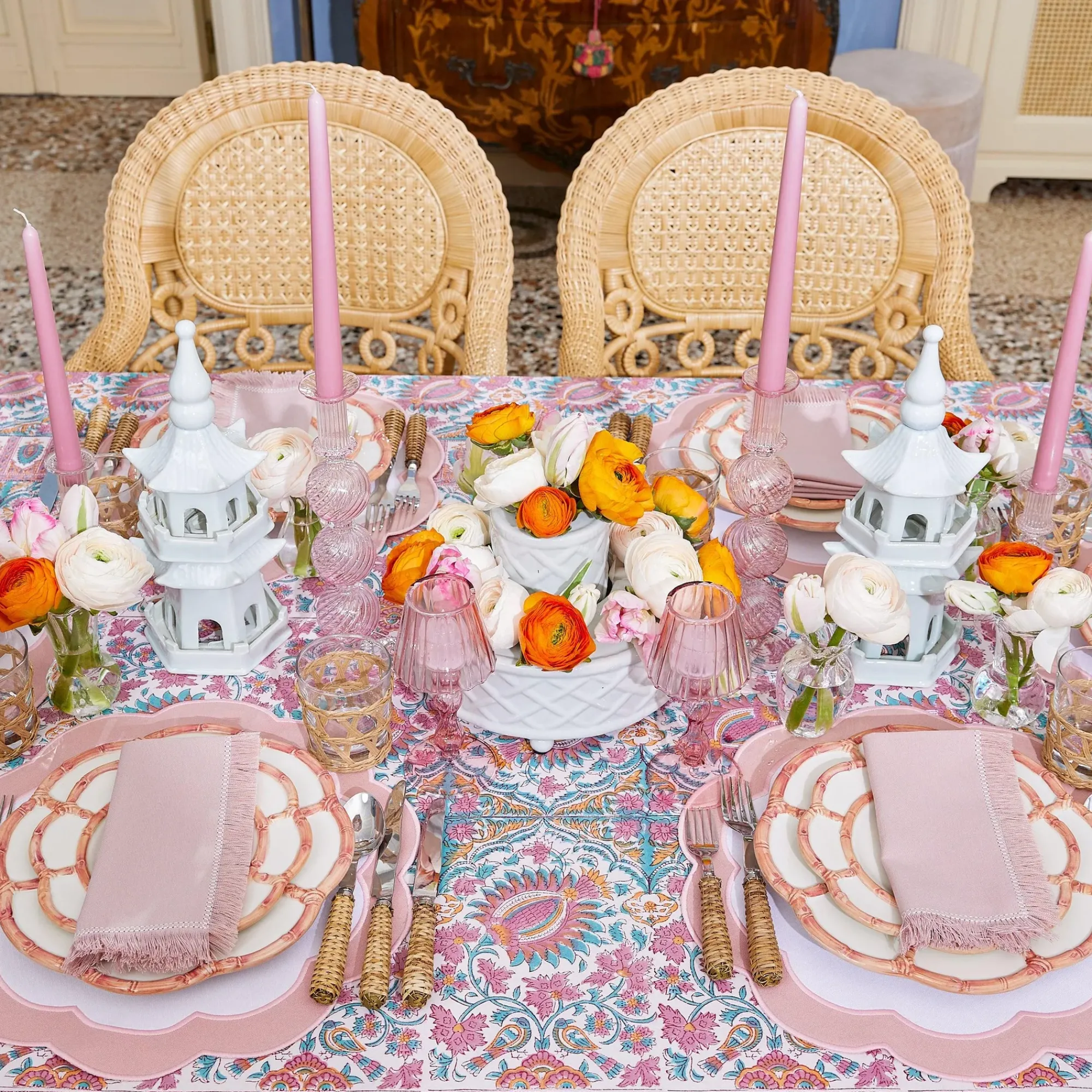 Pink Petal Bamboo Dinner Plates (Set Of 4)|Mrs. Alice Outlet