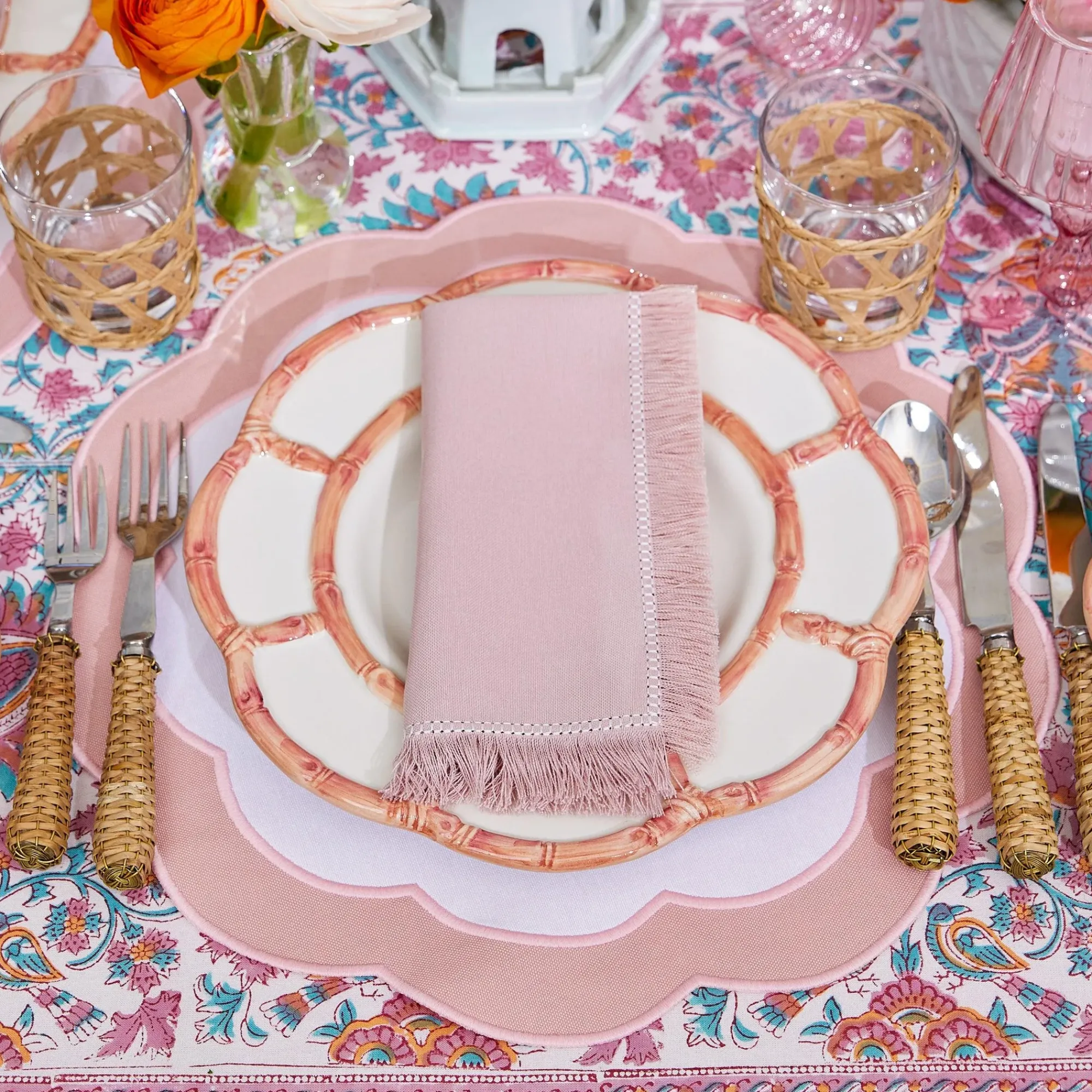Pink Petal Bamboo Dinner Plates (Set Of 4)|Mrs. Alice Outlet