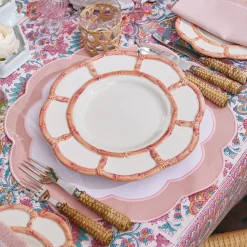 Pink Petal Bamboo Dinner & Starter Plates (Set Of 8)|Mrs. Alice Discount