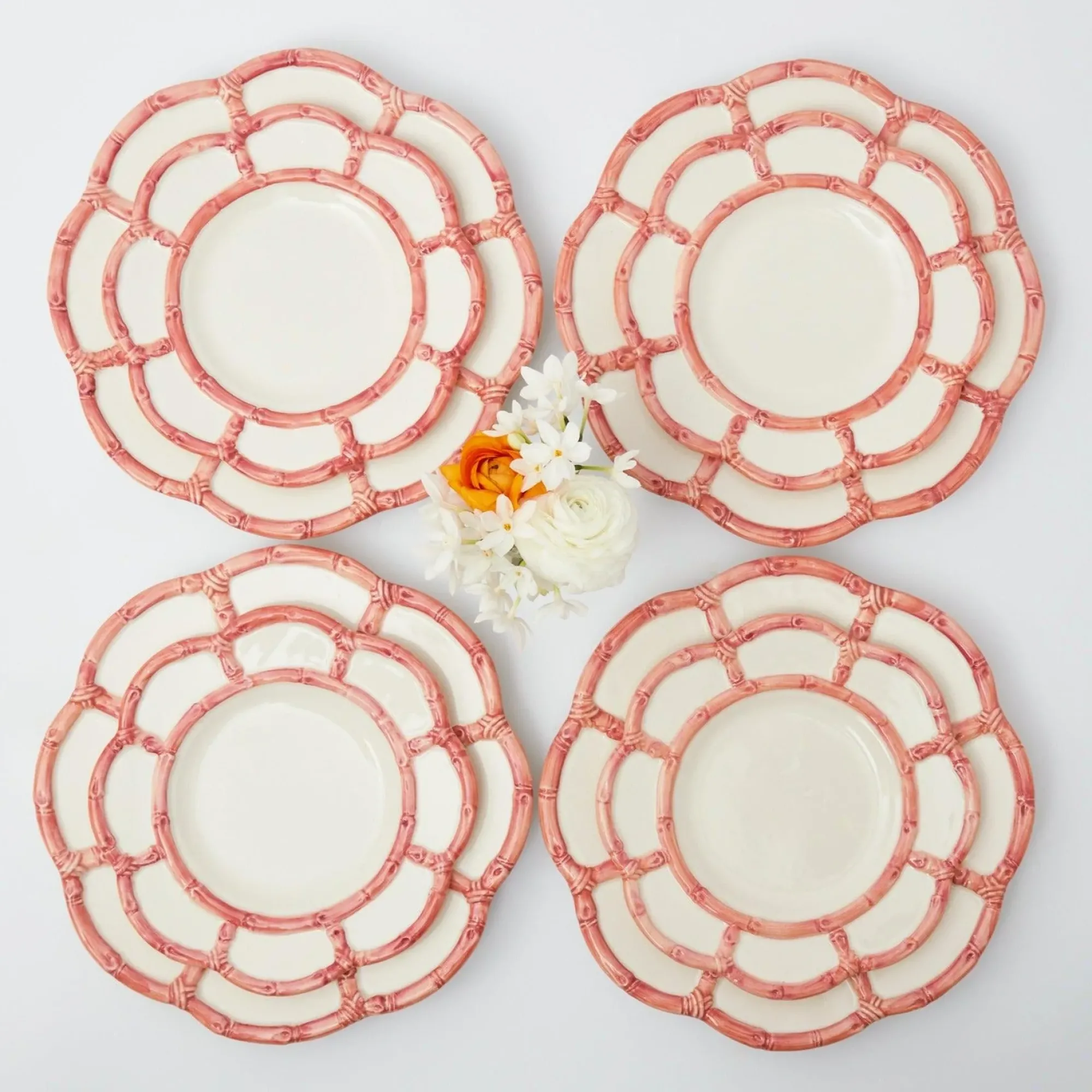 Pink Petal Bamboo Dinner & Starter Plates (Set Of 8)|Mrs. Alice