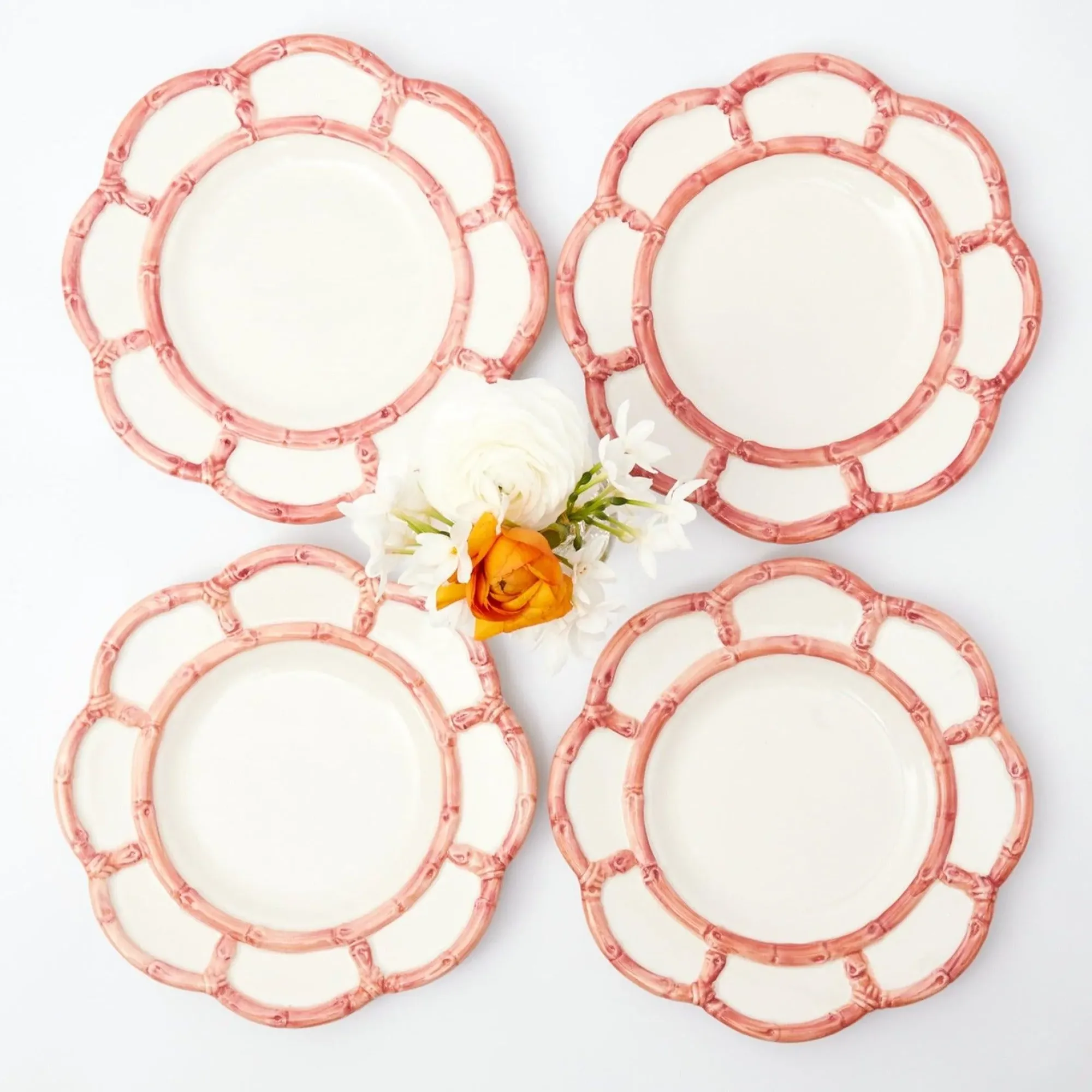 Pink Petal Bamboo Starter Plates (Set Of 4)|Mrs. Alice Outlet