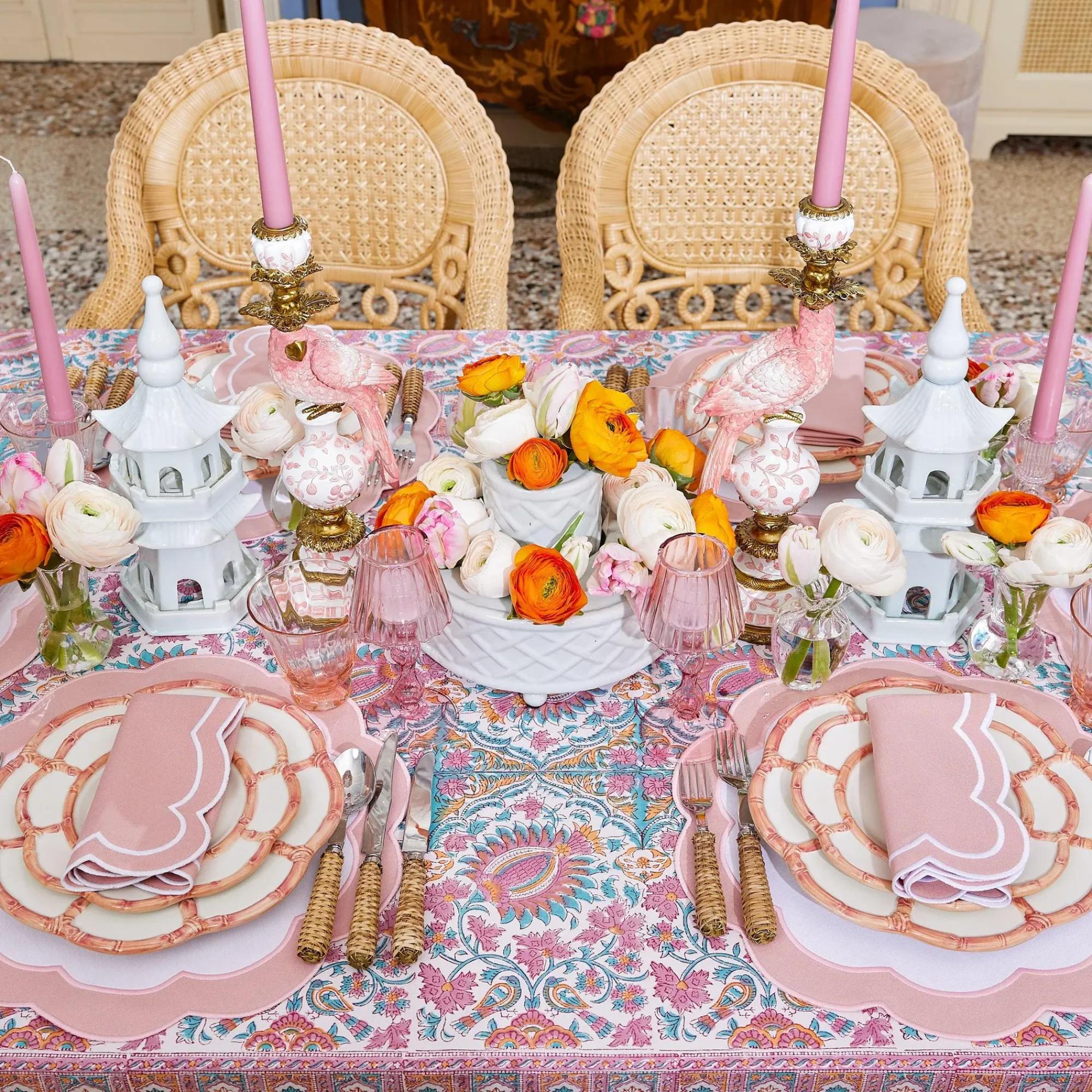 Pink Petal Bamboo Starter Plates (Set Of 4)|Mrs. Alice Outlet