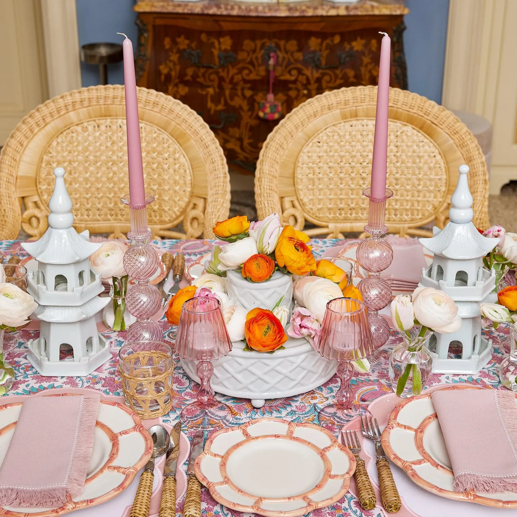 Pink Petal Bamboo Starter Plates (Set Of 4)|Mrs. Alice Outlet