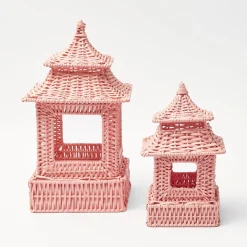 Pink Rattan Pagoda Lantern Set|Mrs. Alice Best