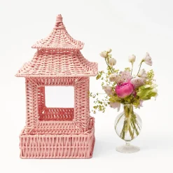 Pink Rattan Pagoda Lantern Set|Mrs. Alice Clearance