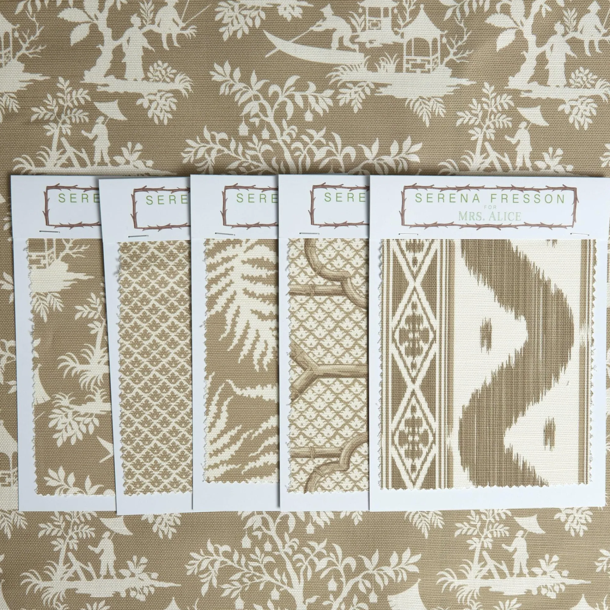 Putty Pagoda Garden Fabric|Mrs. Alice Clearance