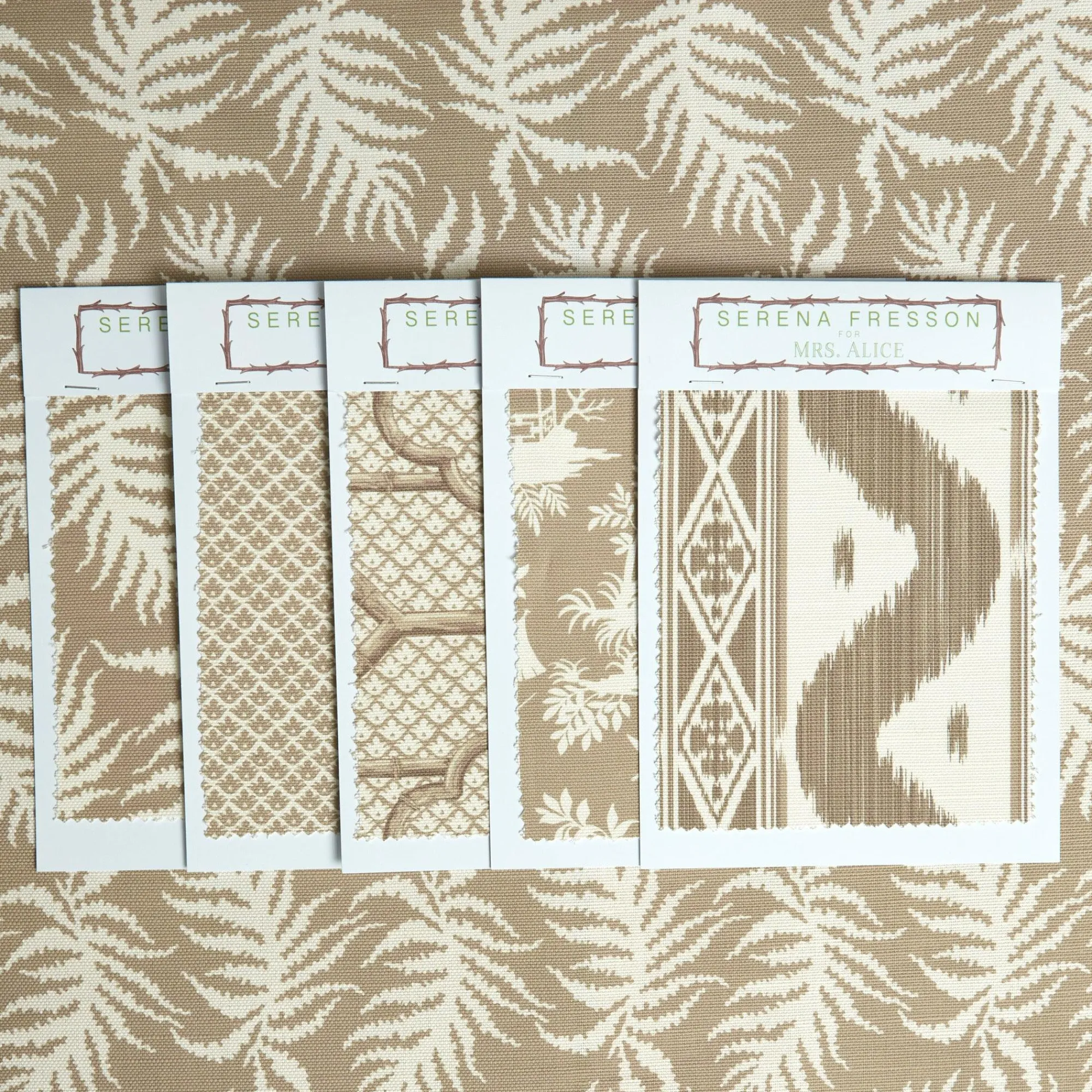 Putty Trailing Ferns Fabric|Mrs. Alice Clearance