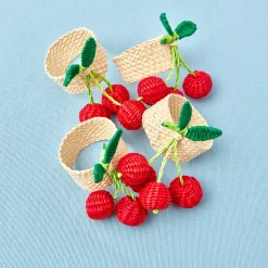 Raffia Cherry Napkin Holders (Set Of 4)|Mrs. Alice Clearance