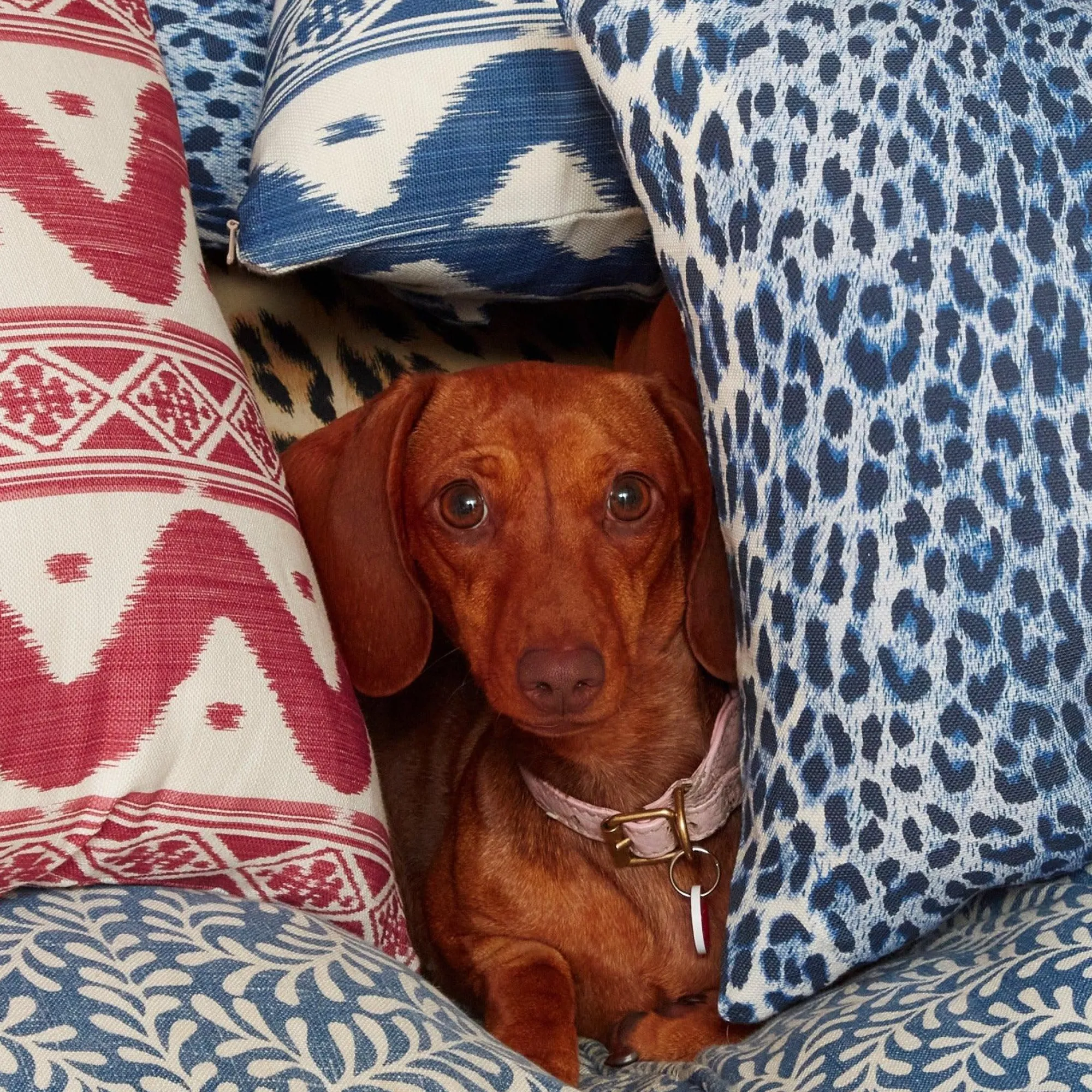 Raspberry Pink Ikat Stripe Fabric|Mrs. Alice Sale