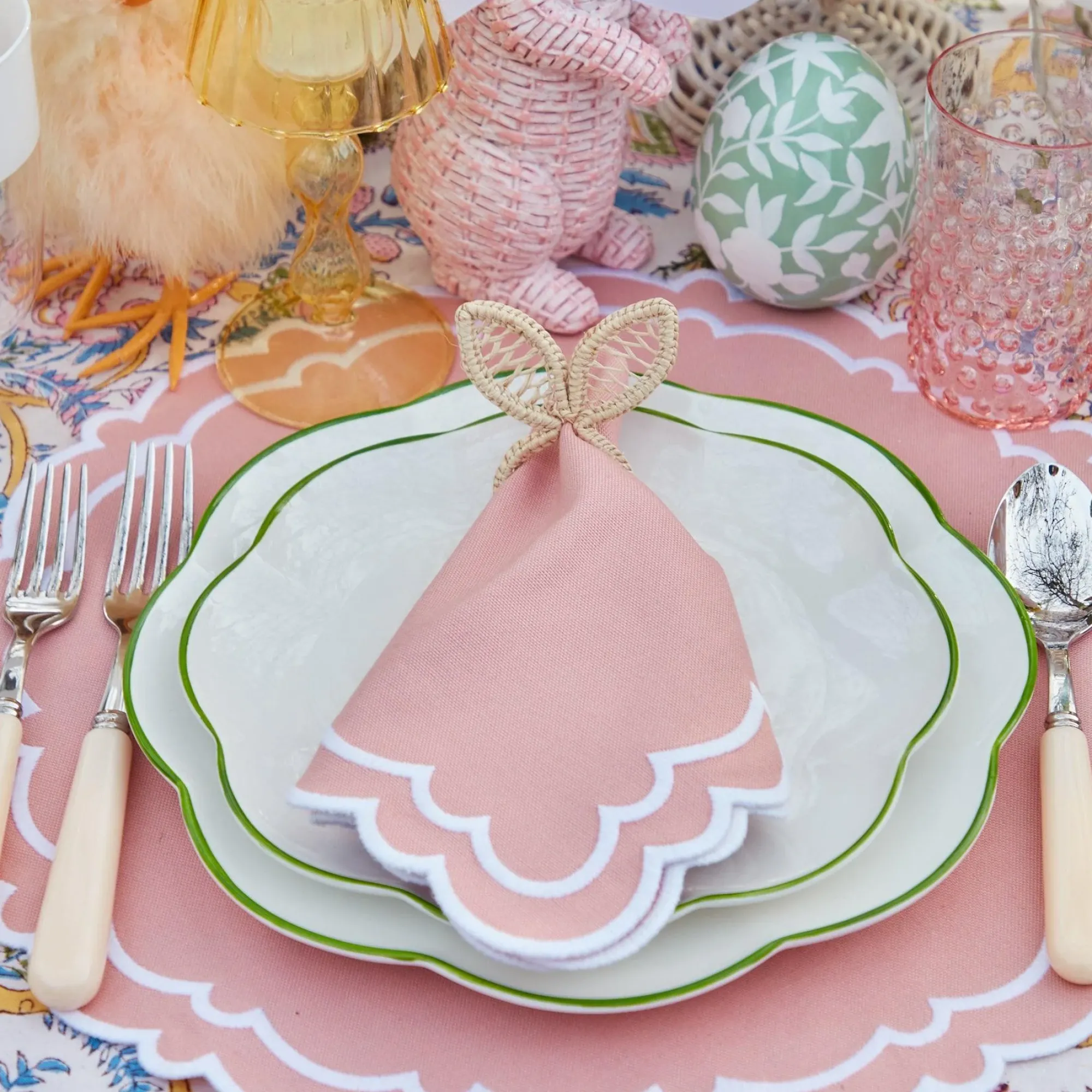 Rattan Bunny Napkin Rings (Set Of 4)|Mrs. Alice