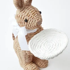 Rattan Ribboned Rabbit With Basket (Pair)|Mrs. Alice Best