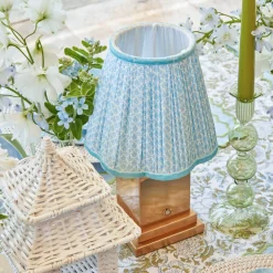 Rechargeable Lamp With Baby Blue Lotus Lampshade|Mrs. Alice Best