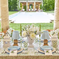 Rechargeable Lamp With Baby Blue Lotus Lampshade|Mrs. Alice Best