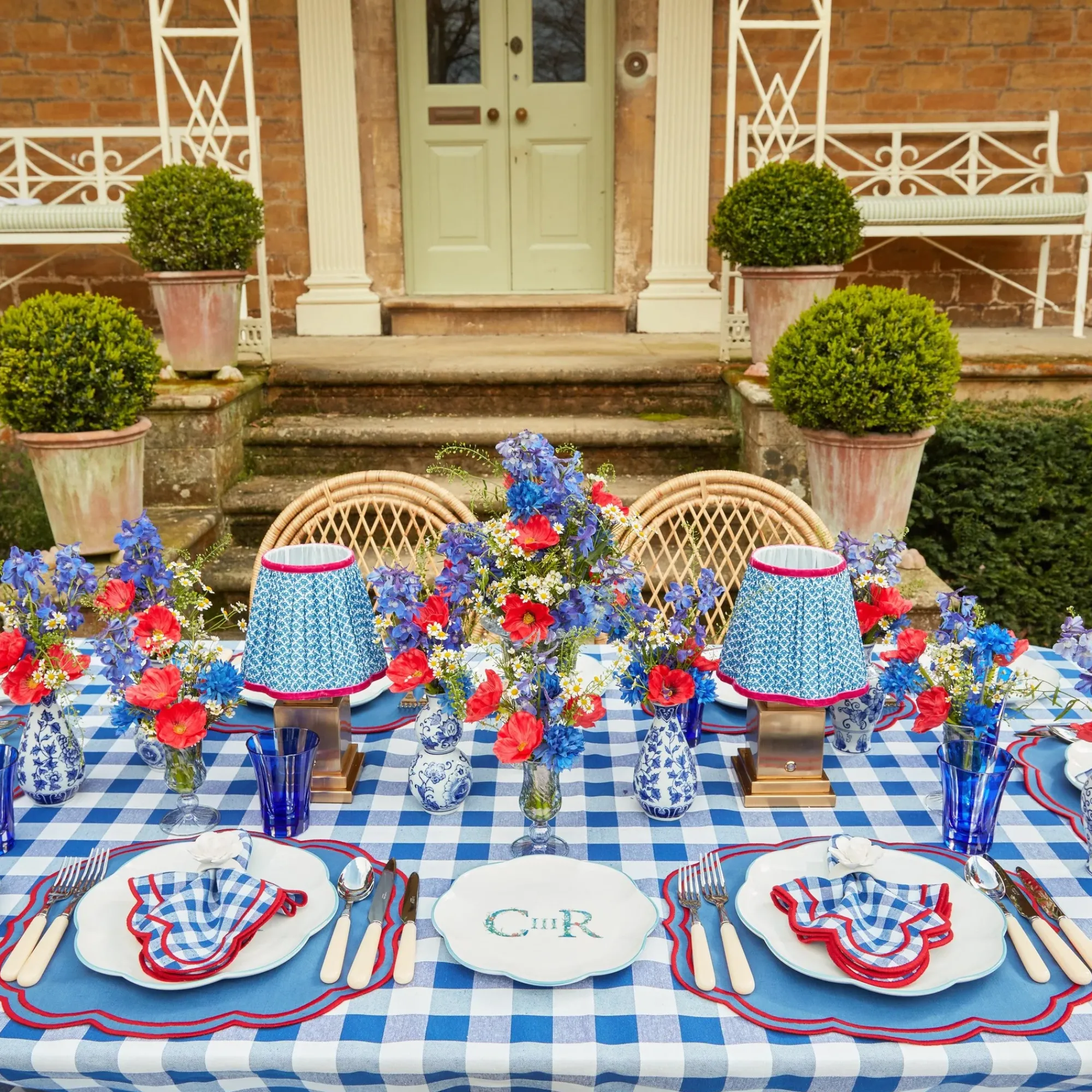Rechargeable Lamp With Blue Lotus Lampshade|Mrs. Alice Hot