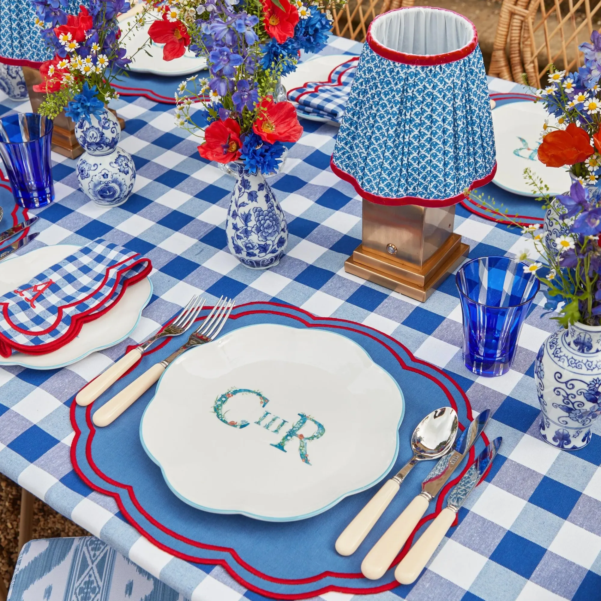 Rechargeable Lamp With Blue Lotus Lampshade|Mrs. Alice Hot