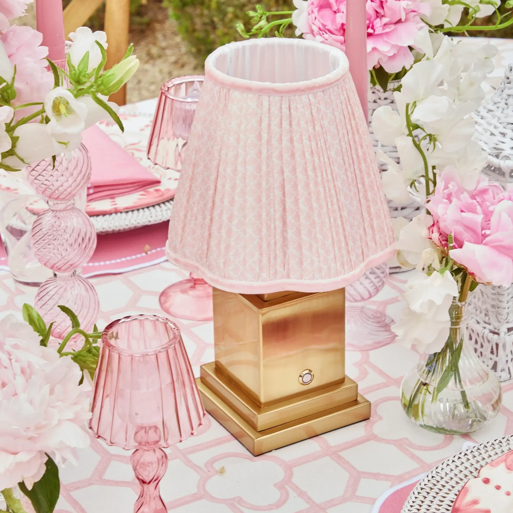 Rechargeable Lamp With Pink Lotus Lampshade|Mrs. Alice Online