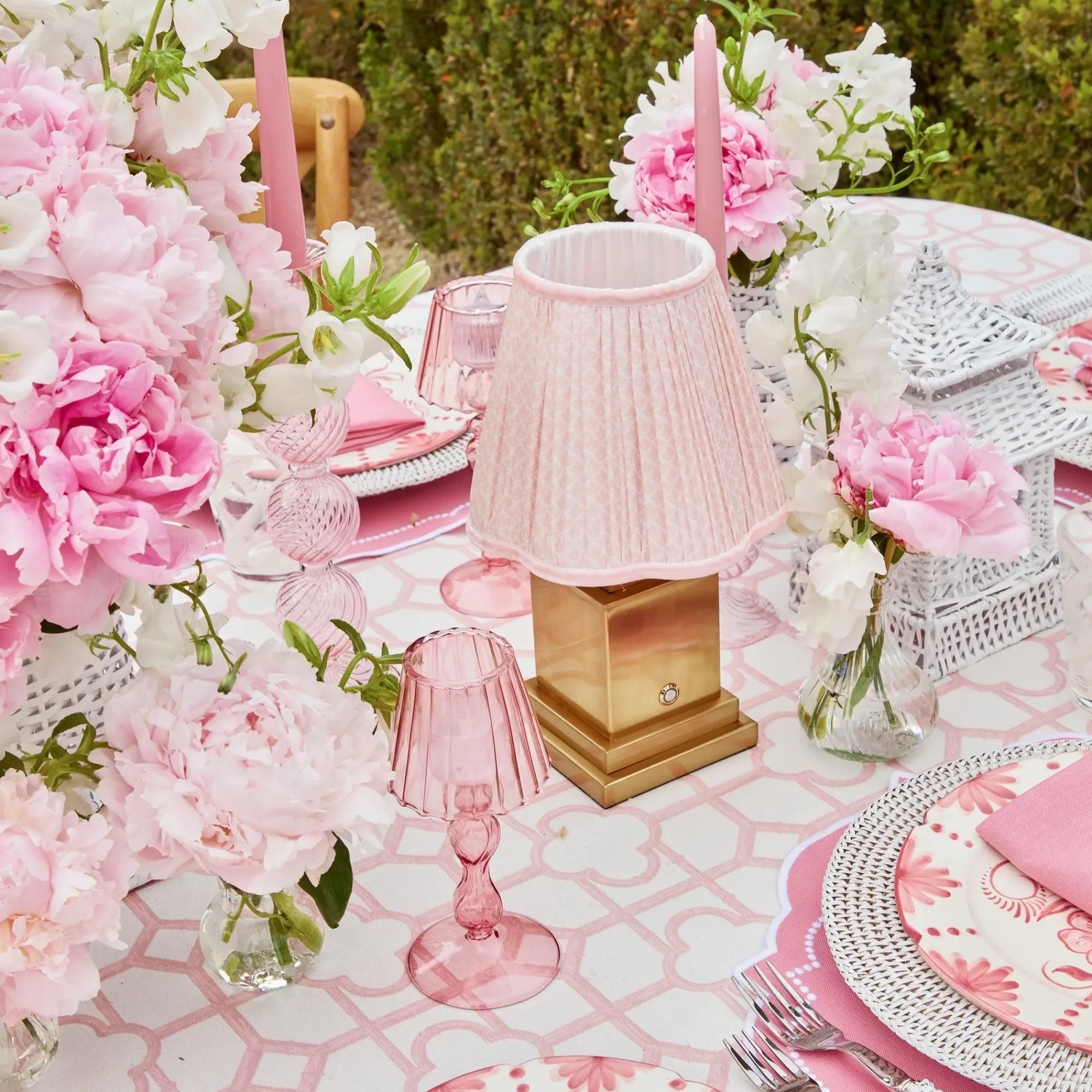 Rechargeable Lamp With Pink Lotus Lampshade|Mrs. Alice Online