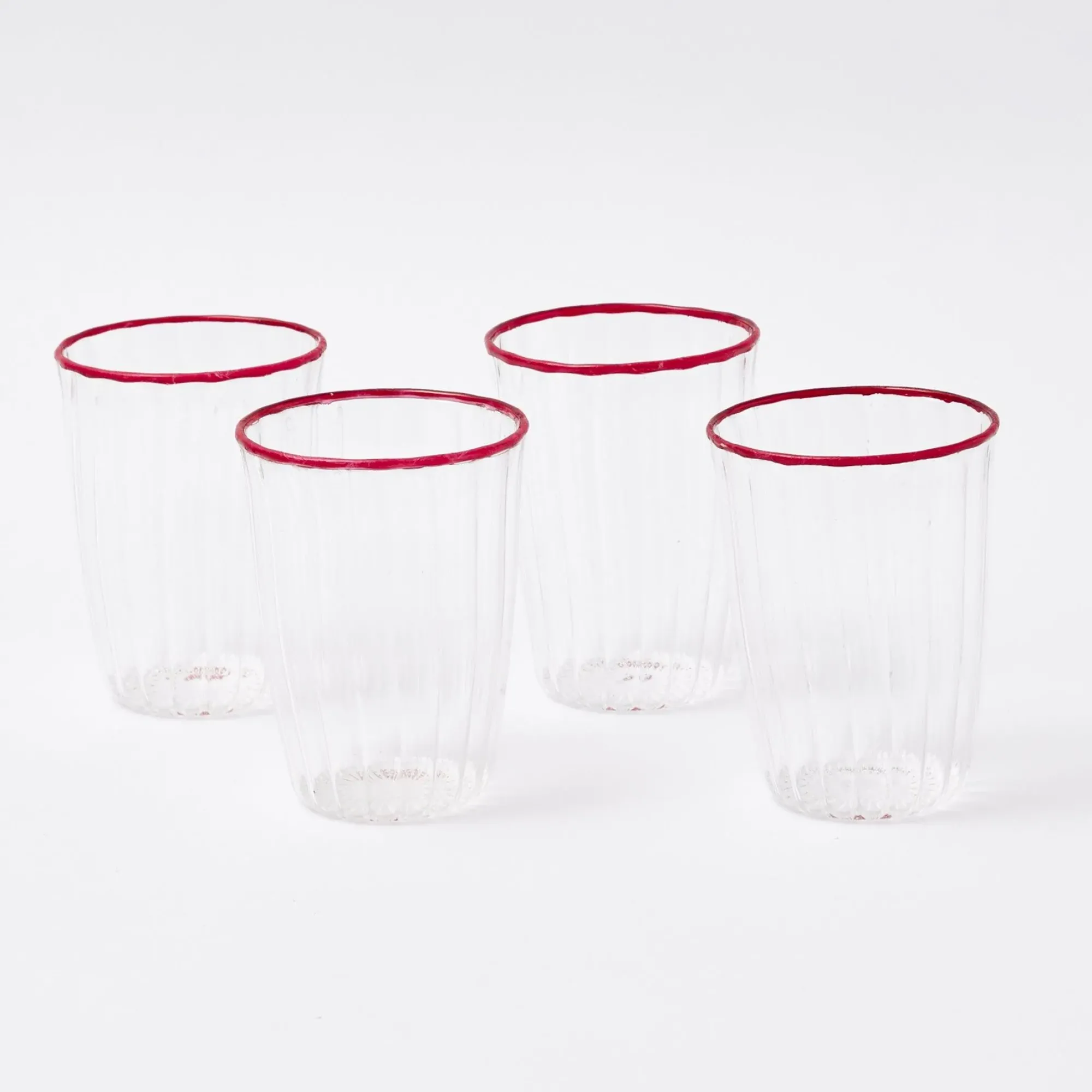 Red Rim Water Glasses (Set Of 4)|Mrs. Alice Best