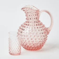 Rose Pink Hobnail Water Glasses & Jug Set|Mrs. Alice Best