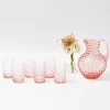 Rose Pink Hobnail Water Glasses & Jug Set|Mrs. Alice Sale