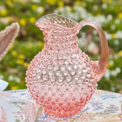 Rose Pink Hobnail Water Glasses & Jug Set|Mrs. Alice Sale