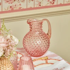 Rose Pink Hobnail Water Glasses & Jug Set|Mrs. Alice Sale