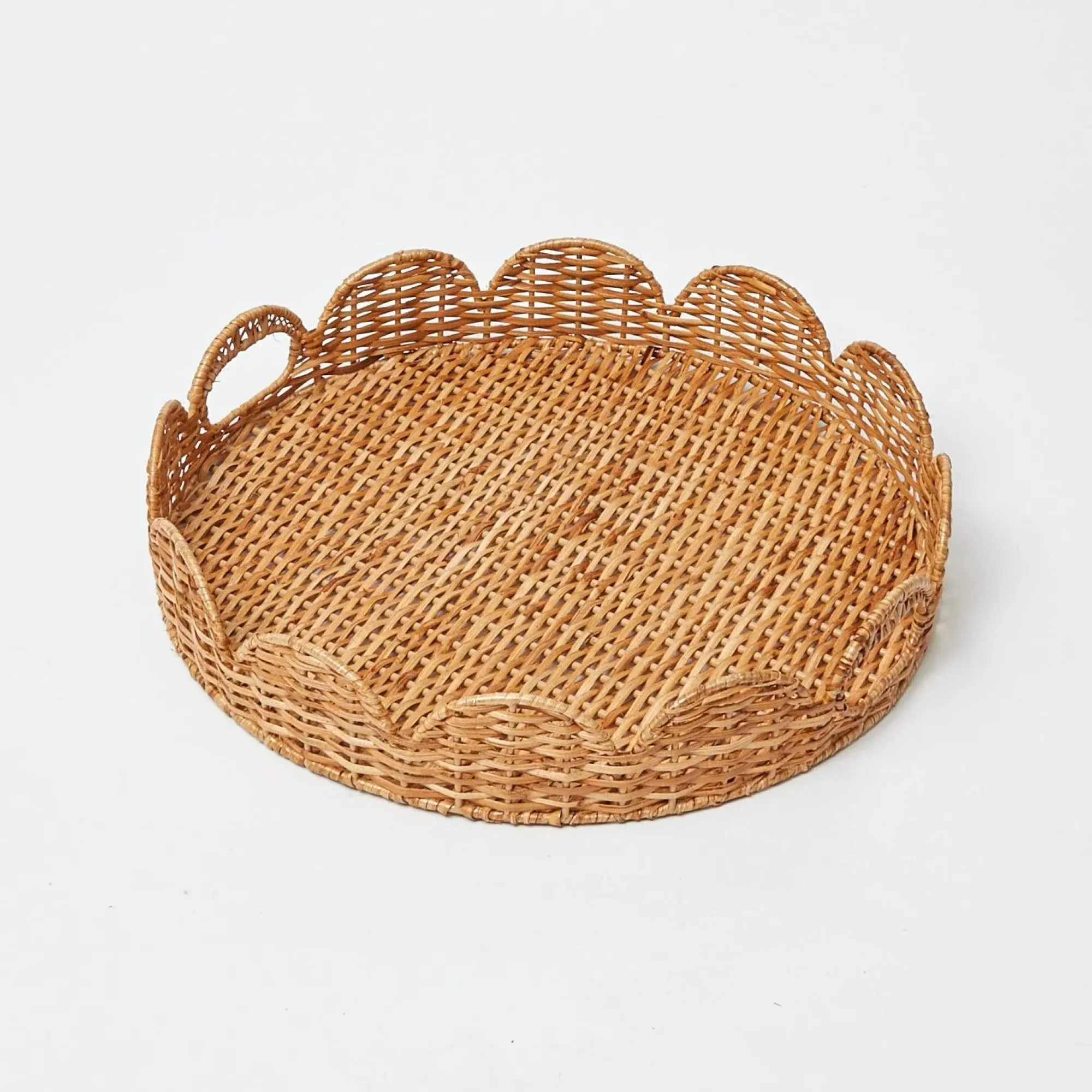 Round Rattan Scalloped Tray|Mrs. Alice